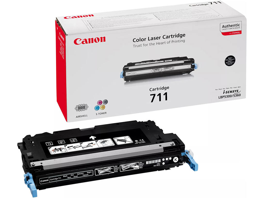 Toner, 711, Black-sort, 6.000 sider, Canon 1660B002