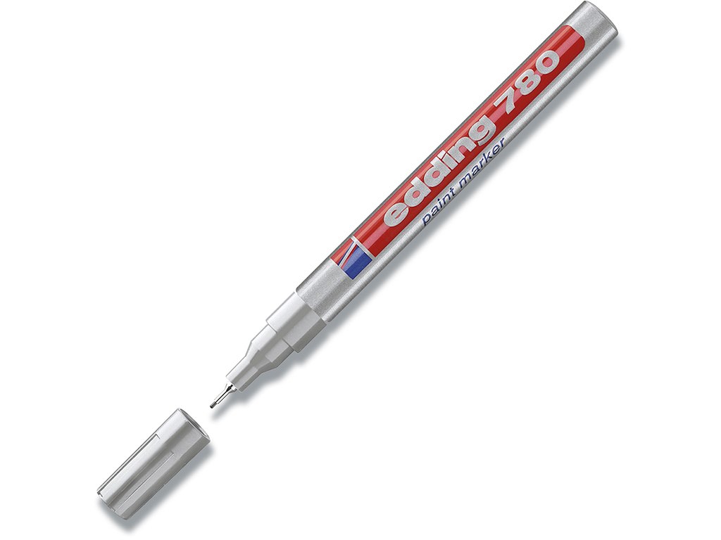 Paint marker, 0.8 mm, Sølv, Metalindfattet spids, Edding Paint 780