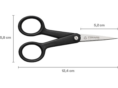 Saks, Broderisaks, Ligehåndet, 13 cm, Sort, Fiskars Functional Form ReNew 
