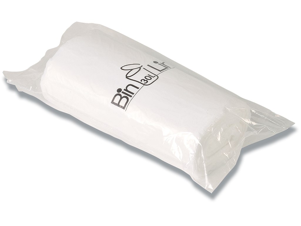 Affaldspose, 30 liter, 10 micron, Transparent, 1 rulle, 20 poser pr rulle, Bin-Line Rul-a-poser