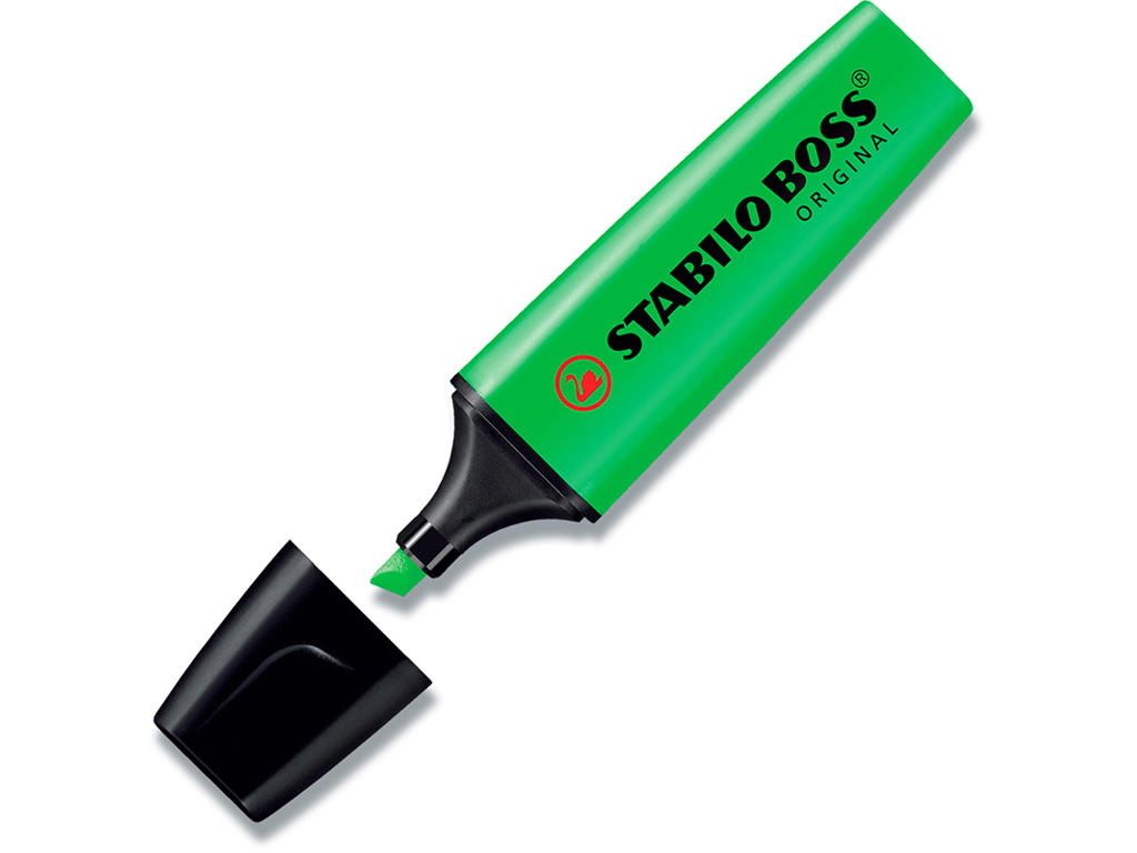 Tekstmarker, Vandbaseret blæk, Grøn, 1 stk, Stabilo Boss 70/33