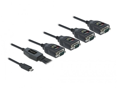 DeLOCK 90495 serielkabel Sort 0,63 m USB Type-C RS-232 DB9
