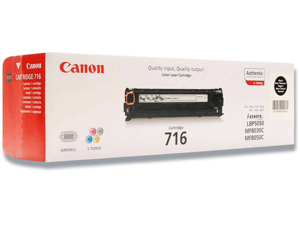 Toner, 716BK, Black-sort, 2.300 sider, Canon 1980B002