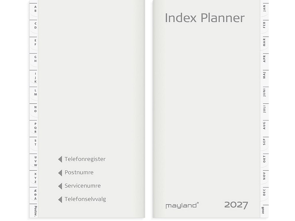 Planner, 2027, Index, 1 måned pr. opslag, Refill, Mayland