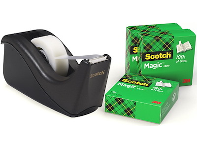 Tapedispenser, Bordmodel, 19mm x 33m taperuller, Sort, Scotch Magic C60