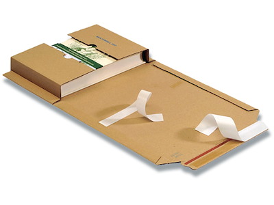 Forsendelsesæske, Til Bøger, Brun, 270x185x20-60mm, Klæbestrimmel og tearstrip, Multiwell 3 serie - 56