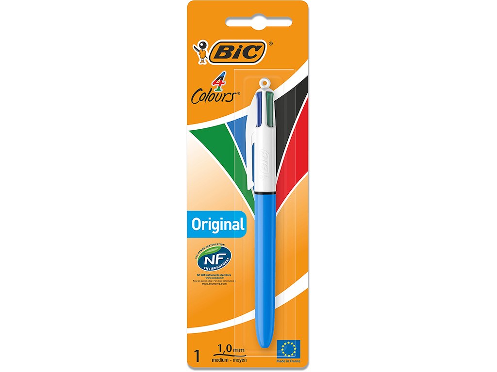 Kuglepen, 1.0 mm, 0.32 mm, Sort Blå Rød Grøn, BiC Color 4C Medium