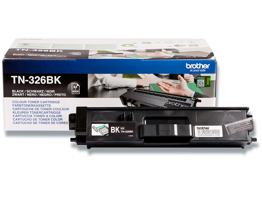 Toner, TN326BK, Black-sort, 4.000 sider, Brother 