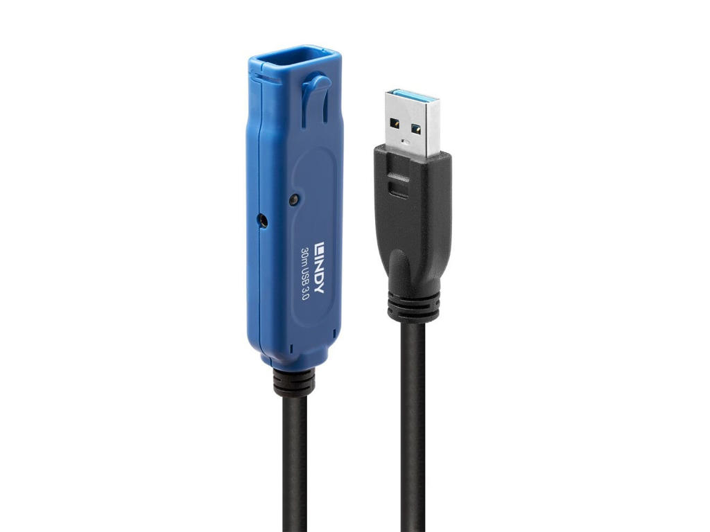 Lindy 43362 USB-kabel USB 3.2 Gen 1 (3.1 Gen 1) 30 m USB A Sort, Blå