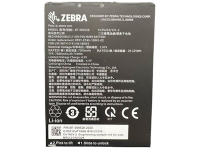 Zebra BTRY-ET401-10INC-01 Reservedel og tilbehør til tablet Batteri