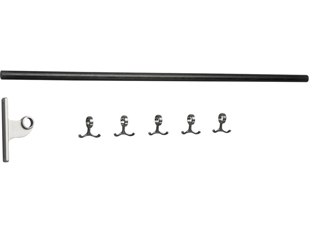 Knagerække tillægsdel, Nostalgi, L=1000 mm sortbejdset eg/aluminium, Essem Design DK