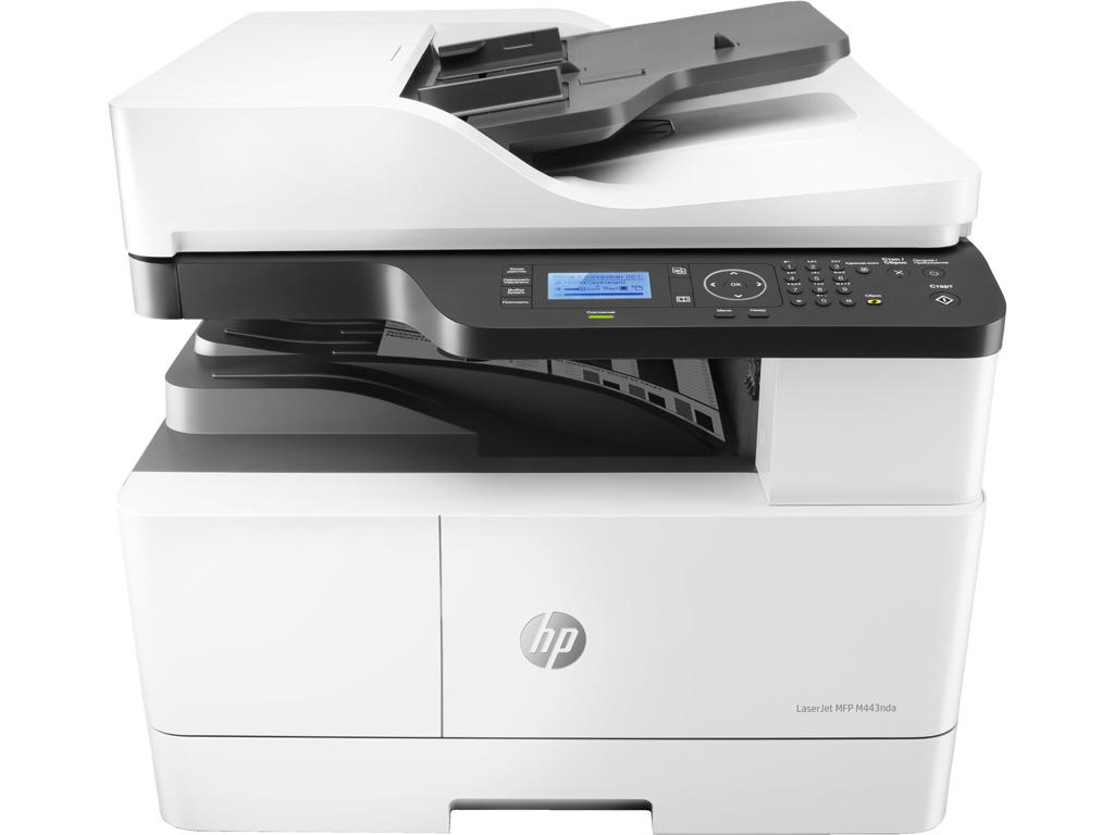HP LaserJet M443nda Multifunction Sort og hvid Printer, Kun ethernet; Kopimaskine, scanner