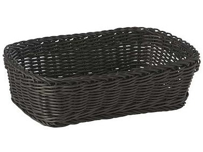 Brødkurv, Kraftig PP flet, Sort, 31x21x9 cm