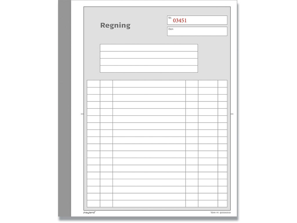 Regningsblok, 200x148 mm, 2x50 blade, Nummererede blade, Mayland 