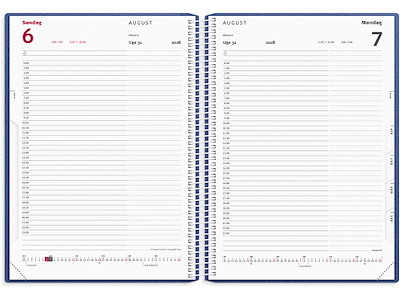 Kalender, 2028, Time, 1 dag pr. side, Blå, Mayland