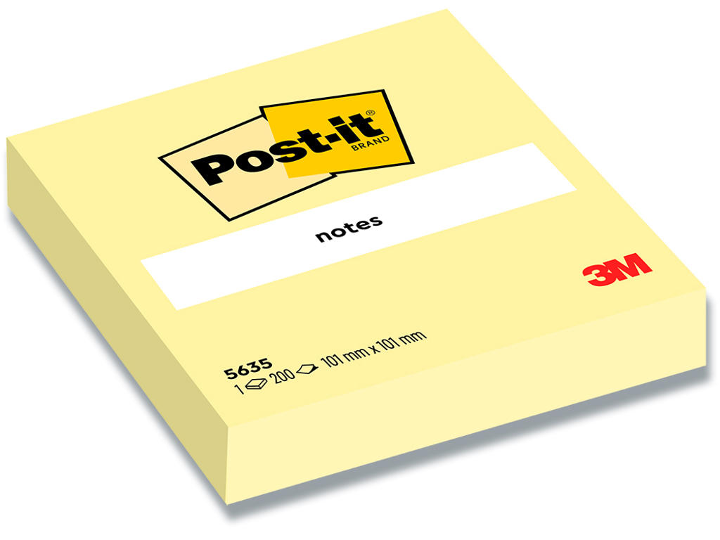 Memonotes, 101x101 mm, Gul, 1 blok, Post-it 