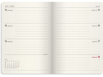 Kalender, 2027, A6 Forma Deluxe Tværformat, 1 uge pr. opslag, Brun, Mayland