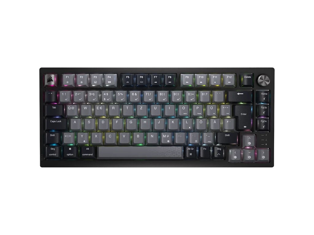 Corsair K65 PLUS WIRELESS 75 % RGB tastatur Spil RF trådløs + USB QWERTY Nordisk Sort