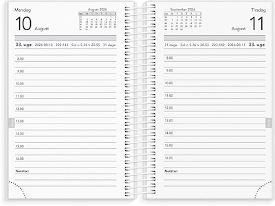 Kalender, 2026, Basic Mini, 1 dag pr. side, Sart rosa, Mayland