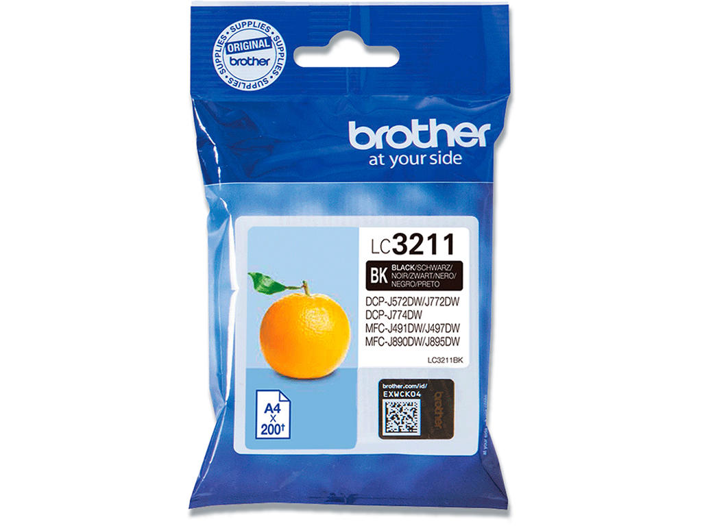 Blækpatron, 1 stk, 200 sider, Yellow-gul, Brother LC3211Y