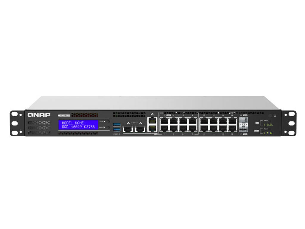 QNAP QGD-1602P Administreret L2 Gigabit Ethernet (10/100/1000) Strøm over Ethernet (PoE) 1U Sort, Grå