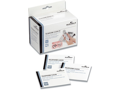 Renseserviet, Våd, 50 stk, Til telefoner og headset, Durable TELEPHONE CLEAN 
