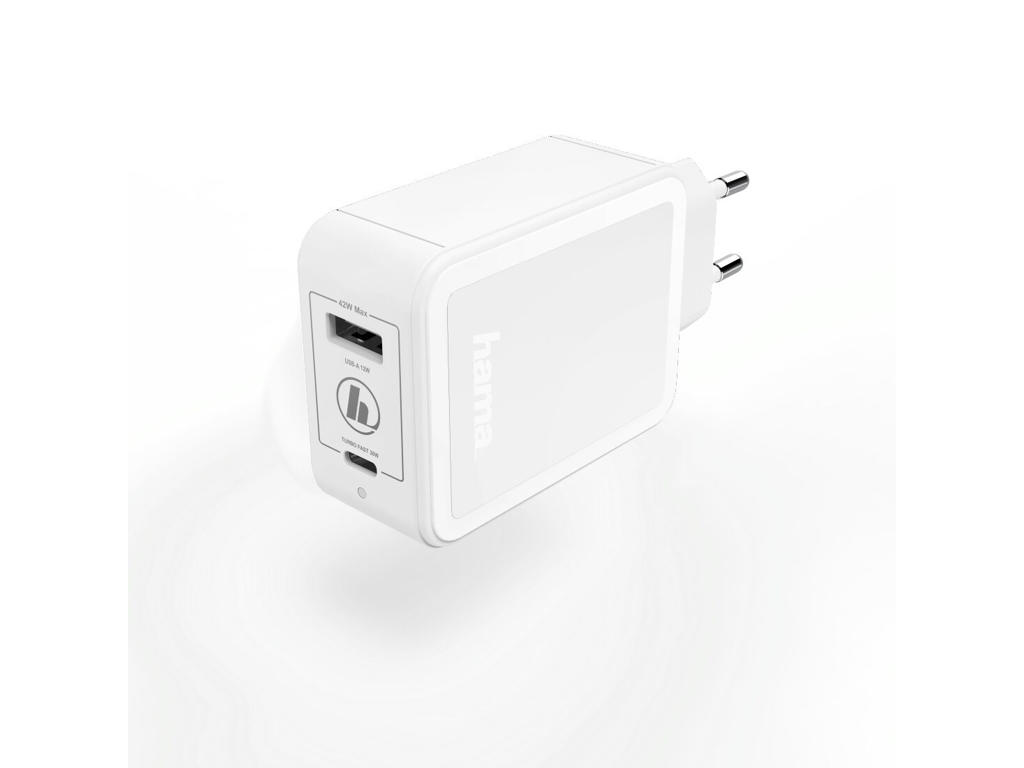 Hama 00183320 oplader til mobil enhed Mobiltelefon, Smartphone Hvid Vekselstrøm Hurtig opladning Indendørs