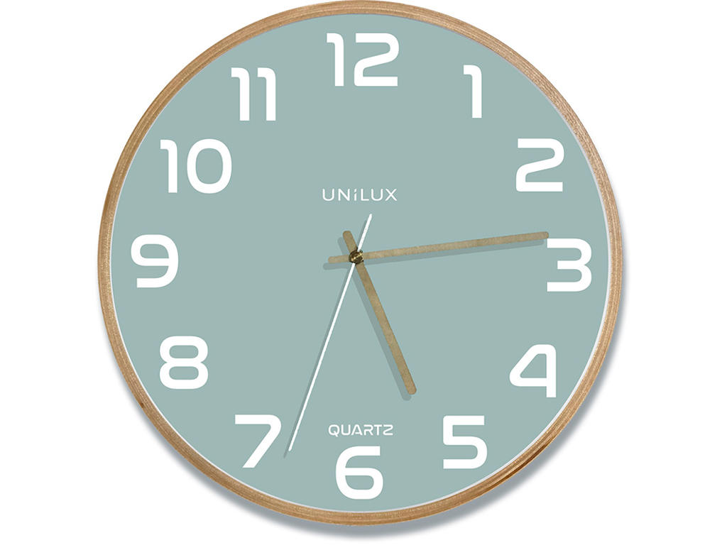 Vægur, Ø31.5 cm, Grøn-Træ, Ikke radiostyret, Unilux Baltic Quartz System