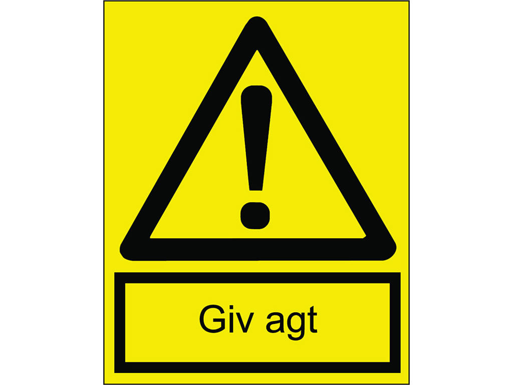 Advarselsskilt, A4, Plast, "Giv agt", OX-ON