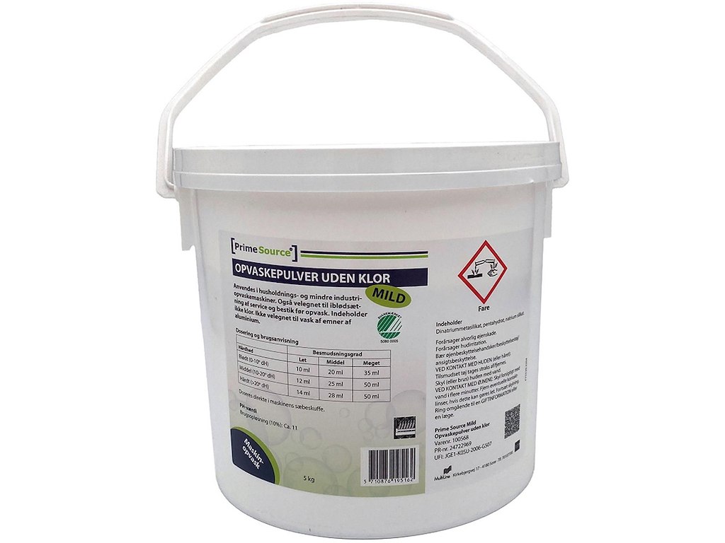 Maskinopvask, Pulver, Uden klor, 5 kg, Pulver Prime Source Mild