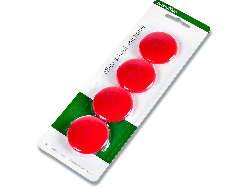 Magneter, Rød, Ø4 cm, 4 stk, BNT Office 