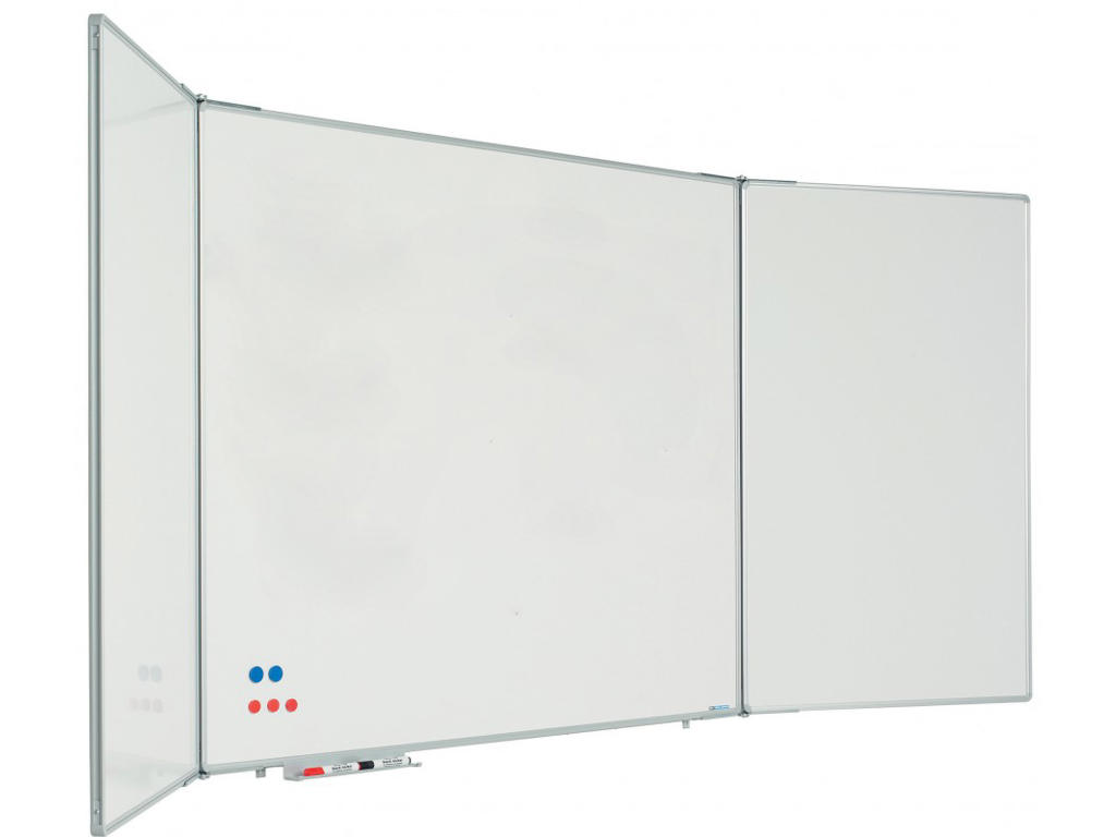 Whiteboard med 2 låger, Ialt 5 sider, 120x200 cm (120x400 cm), Kan aflåses