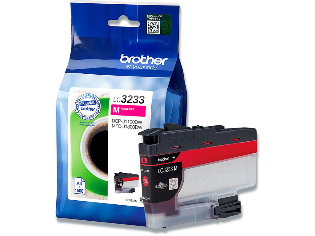 Blækpatron, 1 stk, 1.500 sider, Magenta-rød, Brother LC3233M