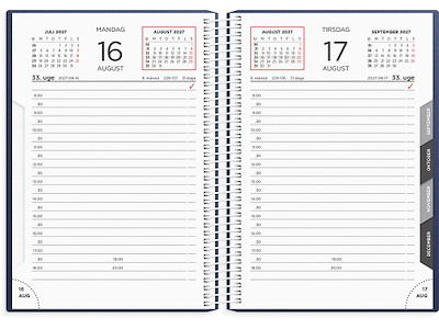 Kalender, 2027, Dag, 1 dag pr. side, Blå, Mayland