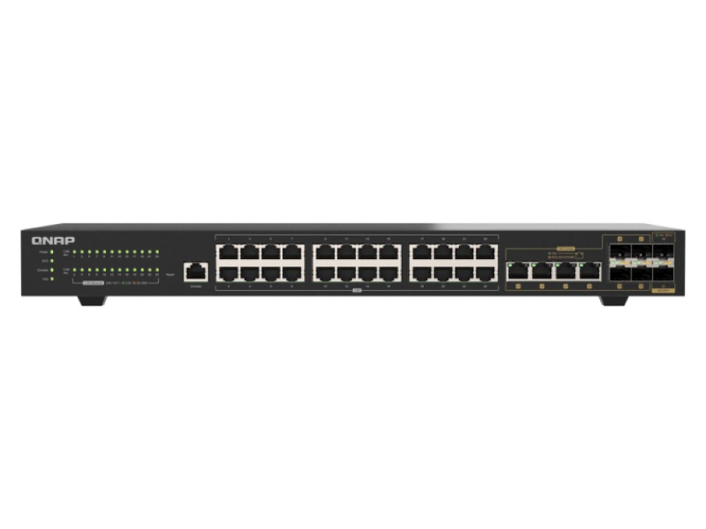 QNAP QSW-M2130-4C2S24T netværksswitch Administreret L2 2.5G Ethernet (100/1000/2500) 1U Sort