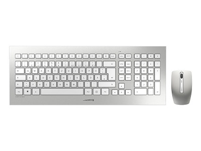 CHERRY DW 8000 tastatur Mus inkluderet Kontor RF trådløst QWERTZ Tysk Sølv, Hvid