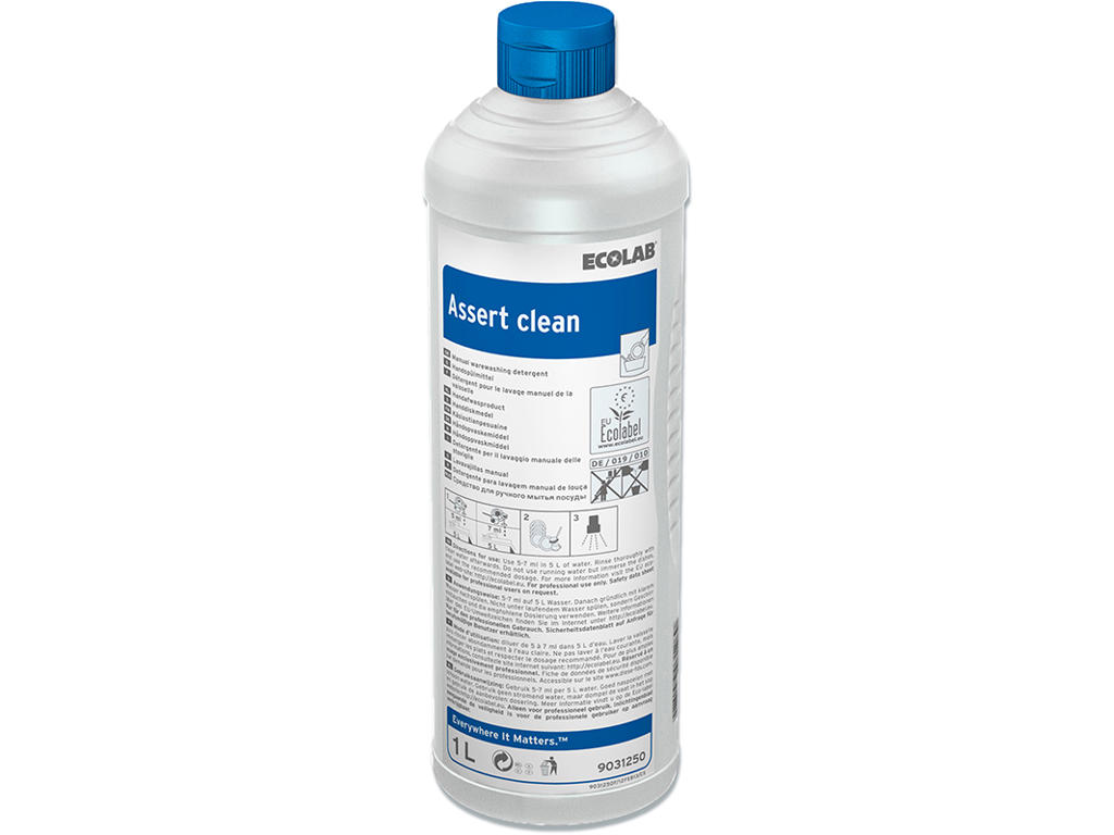Opvaskemiddel, Håndopvask, Uden farve, Uden parfume, 1 liter, Ecolab Assert Clean