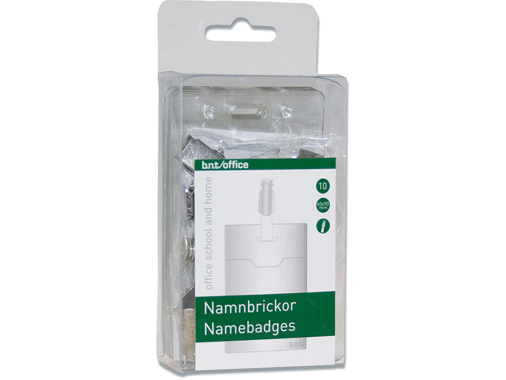 Navneskilt, Med stropklemme og indstik, 90x60 mm, 10 stk, BNT Office 