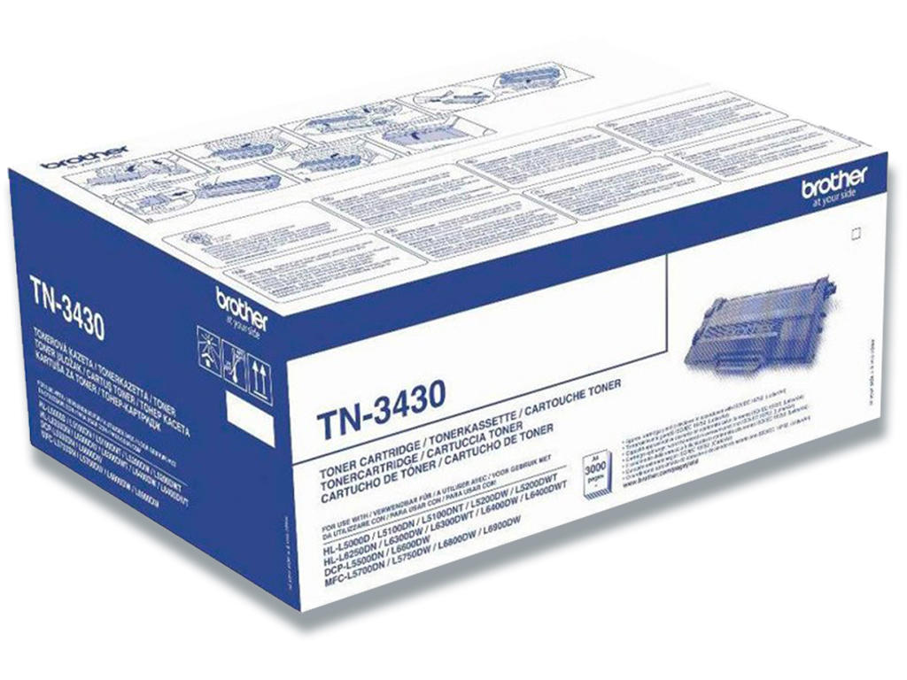 Toner, TN3430, Black-sort, 3.000 sider, Brother 