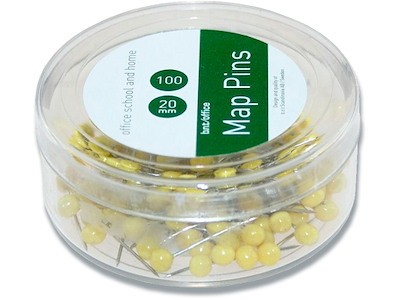 Kortnåle, Gul, 4x20 mm, 100 stk, BNT Office 