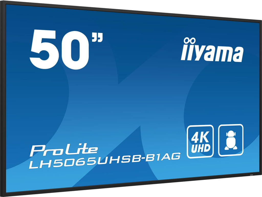 iiyama LH5075UHS-B1AG skilte display Digital fladpaneldisplay 125,7 cm (49.5") LCD Wi-Fi 500 cd/m² 4K Ultra HD Sort Indbygget processer Android 11 24/7
