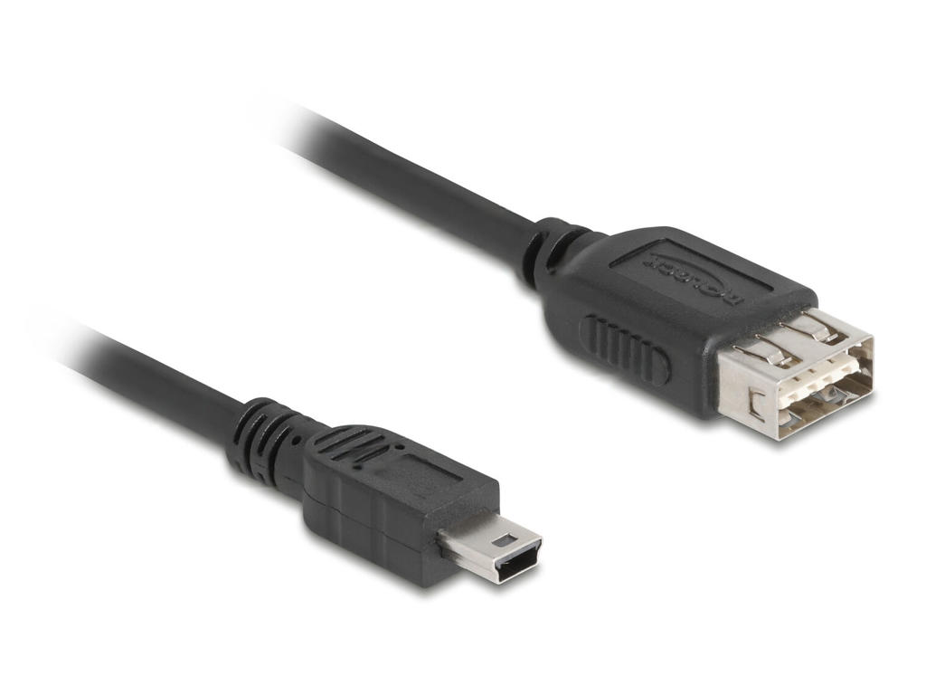 DeLOCK 81522 USB-kabel USB 2.0 0,2 m Mini-USB B USB A Sort