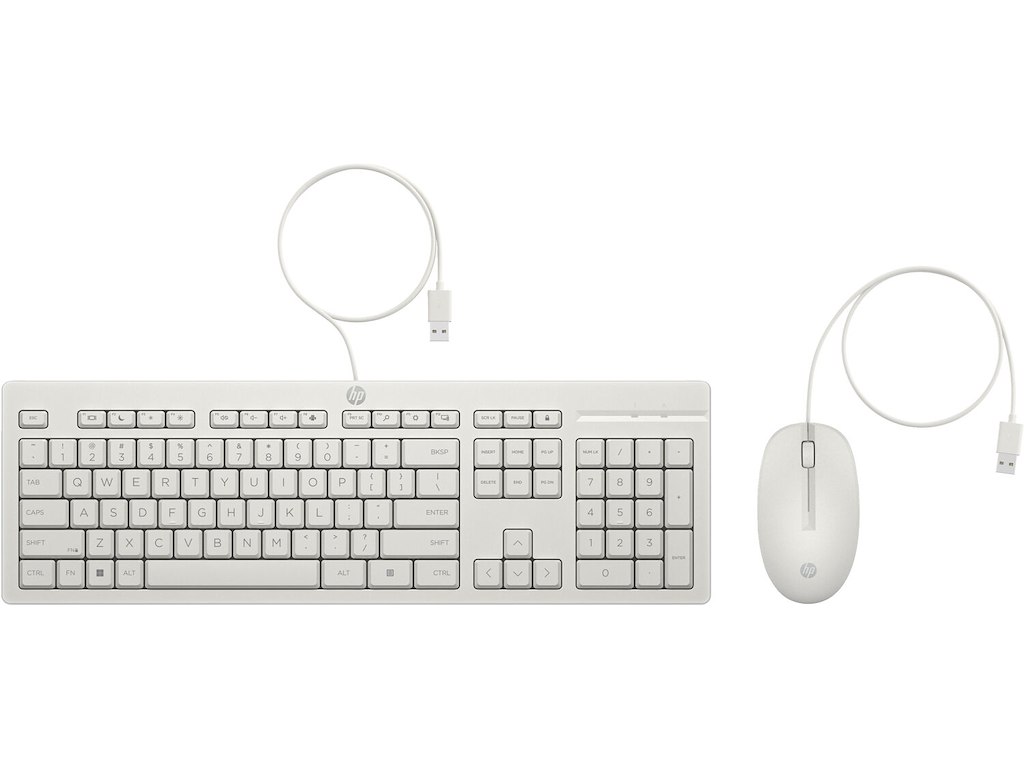 HP 225 Wired Mouse and Keyboard Combo, hvid