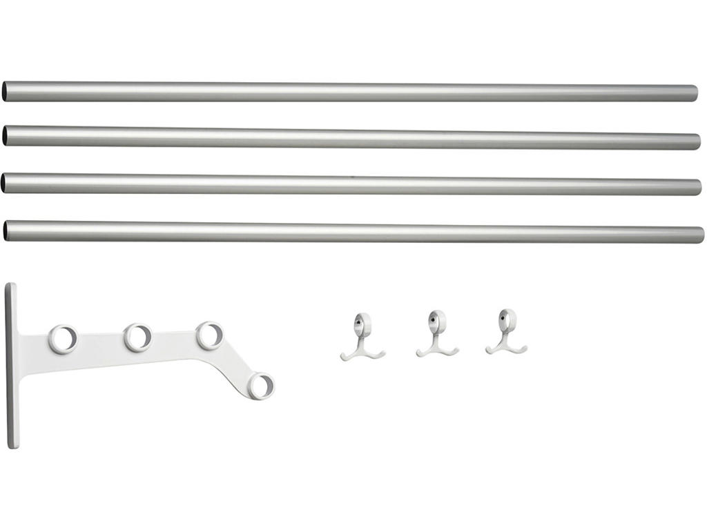 Hattehylde tillægsdel tilpasset længde, Nostalgi, Modelnr 291, Aluminium/hvid, Essem Design DK