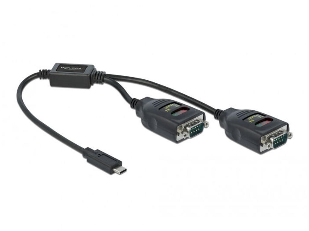 DeLOCK 90494 serielkabel Sort 0,35 m USB Type-C RS-232 DB9
