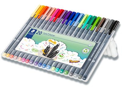 Fineliner, Assorteret, 0.3 mm, 20 stk, Staedtler Triplus 334