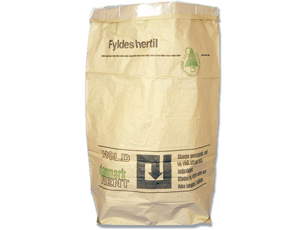 Papirsæk, 2-lags, 110L, Brun, 70x110 cm, 95+25cm, Vådstærk, Påtrykt "Hold Danmark rent", 1 stk, Abena