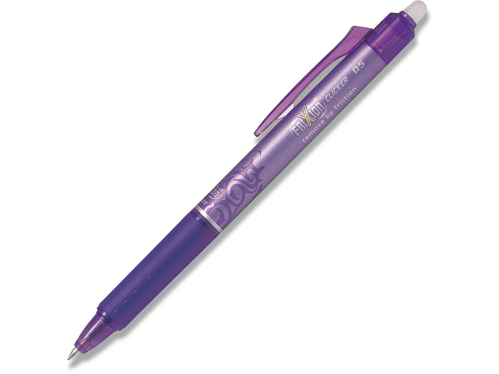 Rollerball gelpen, 0.5 mm, 0.25 mm, Lilla, Pilot FriXion Clicker Fine BLRT-FR5-V