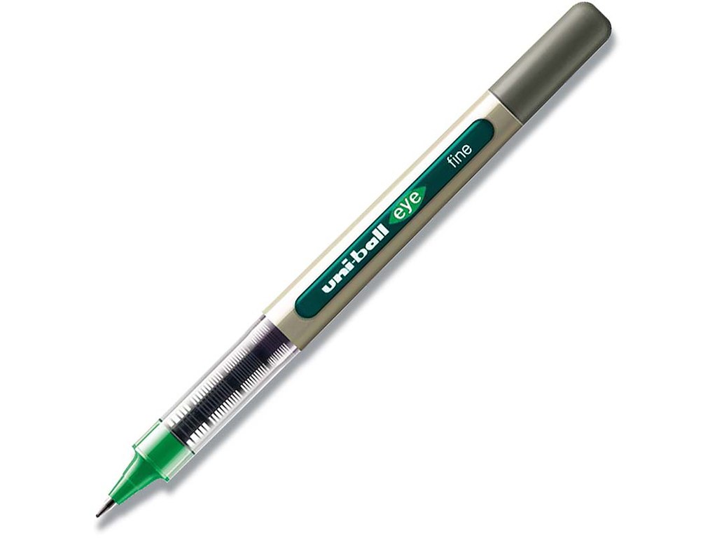 Rollerball pen, 0.7 mm, 0.3 mm, Grøn, uni-ball Eye Fine UB-157E-36