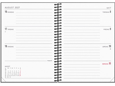 Kalender, 2027, A6 Uge Tværformat, 1 uge pr. opslag, Sort Senator, Mayland